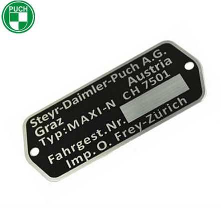 Typenschild Puch Maxi N Typ CH 7501 leer